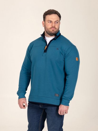 D555 Conway 1 1/4 Zip Neck Fleece Sweatshirt With Bear Logo Teal - Felpe & felpe con cappuccio - Felpe & Felpe con Cappuccio Uomo Taglie Forti