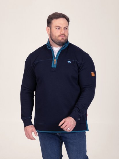 D555 Conway 2 1/4 Zip Neck Fleece Sweatshirt With Bear Logo Blu navy - Felpe & felpe con cappuccio - Felpe & Felpe con Cappuccio Uomo Taglie Forti