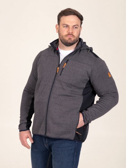 D555 Conrad Detachable Hood Bonded Fleece Zip Through Hoody TALL Blu navy - TALL felpe - Felpe TALL per uomo alto
