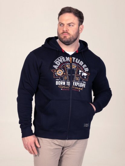 D555 Hector Adventurer Printed Zip Through Hoody Blu navy - Felpe & felpe con cappuccio - Felpe & Felpe con Cappuccio Uomo Taglie Forti