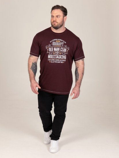 D555 Baldwin Grumpy Old Man Club Print Crew Neck T-shirt Burgundy/ Black Twist - Magliette - Magliette Uomo Taglie Forti