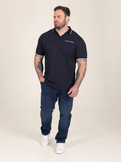 D555 Reid AOP Polo With Jacquard Collar, Pocket And Cuffs Blu navy - Polo - Polo Uomo Taglie Forti