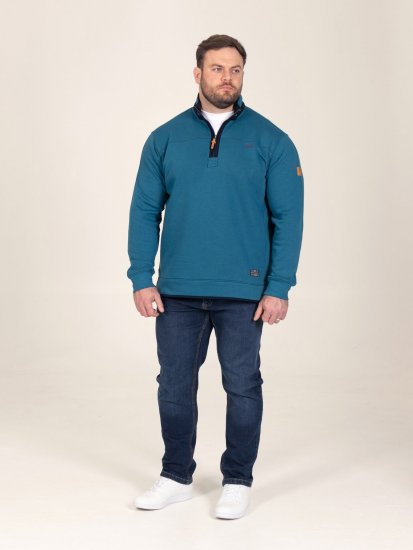 D555 Conway 1 1/4 Zip Neck Fleece Sweatshirt With Bear Logo Teal - Felpe & felpe con cappuccio - Felpe & Felpe con Cappuccio Uomo Taglie Forti