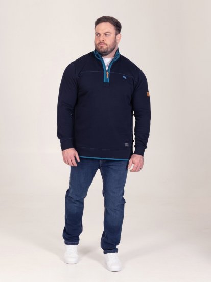D555 Conway 2 1/4 Zip Neck Fleece Sweatshirt With Bear Logo Blu navy - Felpe & felpe con cappuccio - Felpe & Felpe con Cappuccio Uomo Taglie Forti