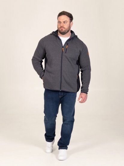 D555 Conrad Detachable Hood Bonded Fleece Zip Through Hoody TALL Blu navy - TALL felpe - Felpe TALL per uomo alto