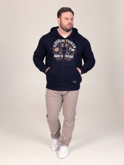 D555 Hector Adventurer Printed Zip Through Hoody Blu navy - Felpe & felpe con cappuccio - Felpe & Felpe con Cappuccio Uomo Taglie Forti