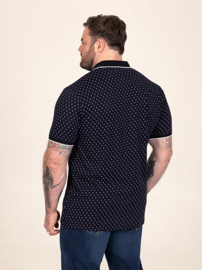 D555 Reid AOP Polo With Jacquard Collar, Pocket And Cuffs Blu navy - Polo - Polo Uomo Taglie Forti