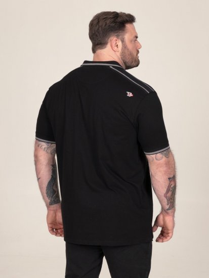 D555 Potts Jersey Polo With Jacquard Collar & Cuffs Nero - Polo - Polo Uomo Taglie Forti