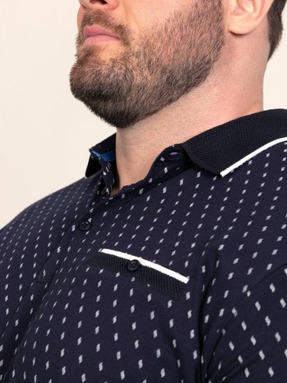 D555 Reid AOP Polo With Jacquard Collar, Pocket And Cuffs Blu navy - Polo - Polo Uomo Taglie Forti