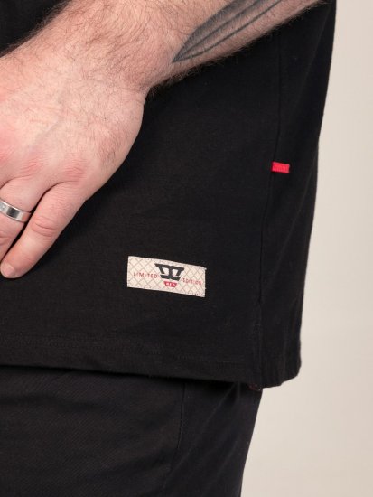 D555 Potts Jersey Polo With Jacquard Collar & Cuffs Nero - Polo - Polo Uomo Taglie Forti