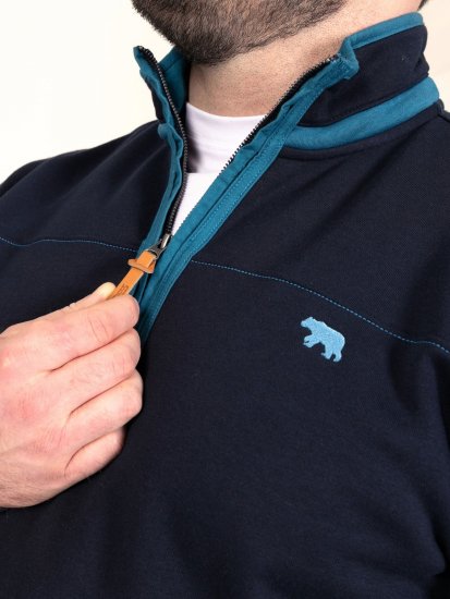 D555 Conway 2 1/4 Zip Neck Fleece Sweatshirt With Bear Logo Blu navy - Felpe & felpe con cappuccio - Felpe & Felpe con Cappuccio Uomo Taglie Forti