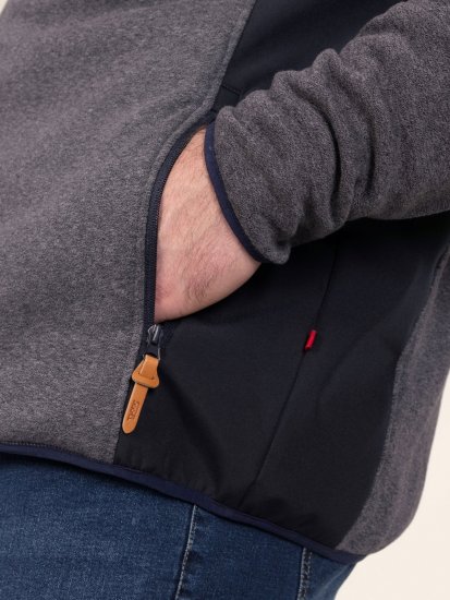 D555 Conrad Detachable Hood Bonded Fleece Zip Through Hoody TALL Blu navy - TALL felpe - Felpe TALL per uomo alto