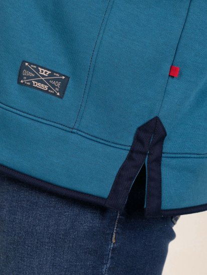 D555 Conway 1 1/4 Zip Neck Fleece Sweatshirt With Bear Logo Teal - Felpe & felpe con cappuccio - Felpe & Felpe con Cappuccio Uomo Taglie Forti