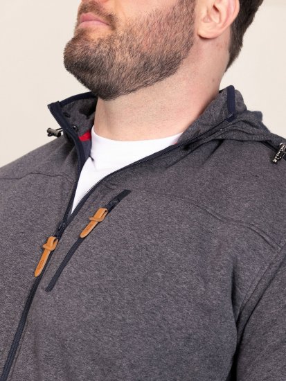 D555 Conrad Detachable Hood Bonded Fleece Zip Through Hoody TALL Blu navy - TALL felpe - Felpe TALL per uomo alto