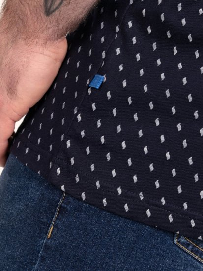 D555 Reid AOP Polo With Jacquard Collar, Pocket And Cuffs Blu navy - Polo - Polo Uomo Taglie Forti