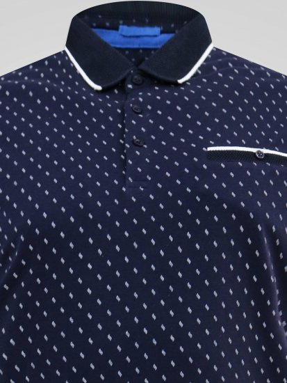 D555 Reid AOP Polo With Jacquard Collar, Pocket And Cuffs Blu navy - Polo - Polo Uomo Taglie Forti