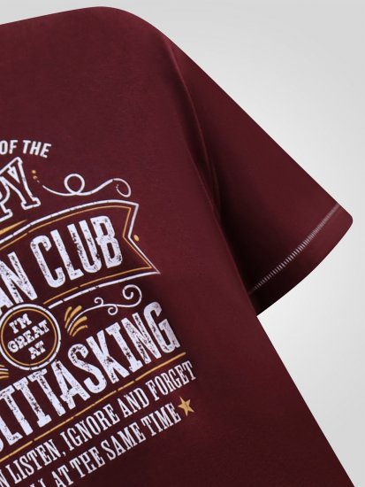 D555 Baldwin Grumpy Old Man Club Print Crew Neck T-shirt Burgundy/ Black Twist - Magliette - Magliette Uomo Taglie Forti
