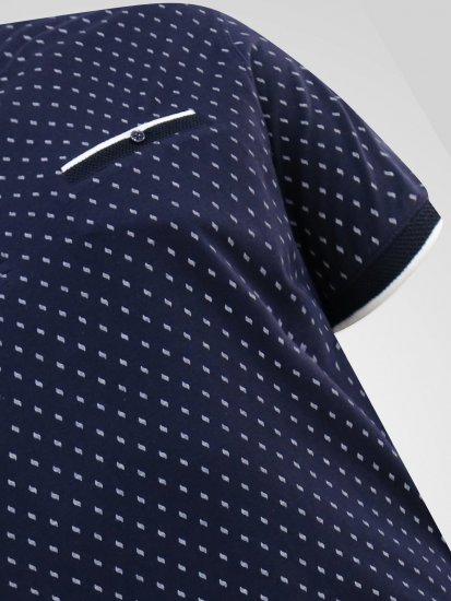 D555 Reid AOP Polo With Jacquard Collar, Pocket And Cuffs Blu navy - Polo - Polo Uomo Taglie Forti