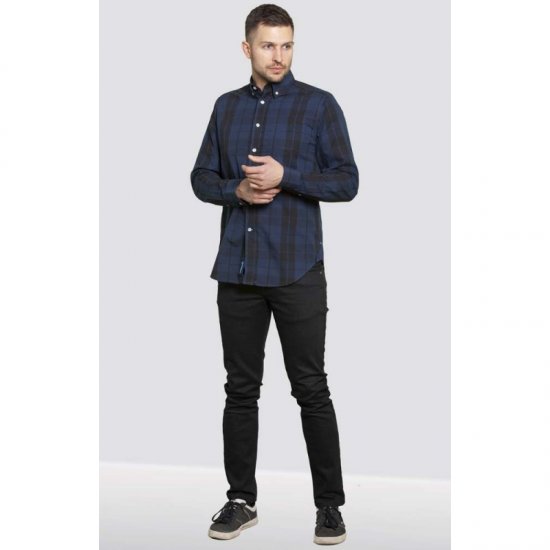 D555 Davenport Long Sleeve Shirt Navy - Camicie - Camicie Taglie Forti Uomo