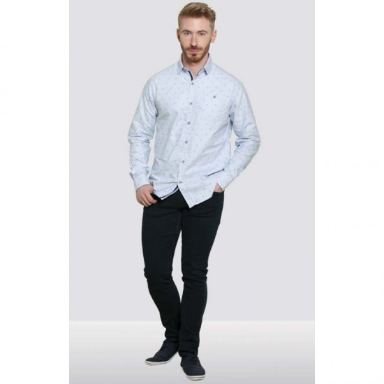 D555 Addington Printed Oxford Shirt Blue - Camicie - Camicie Taglie Forti Uomo
