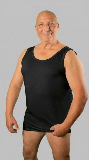 20 Nodi Crew Neck Tank Top in Combed Cotton Jersey Black - Intimo & costumi da bagno - Intimo Taglie Forti Uomo