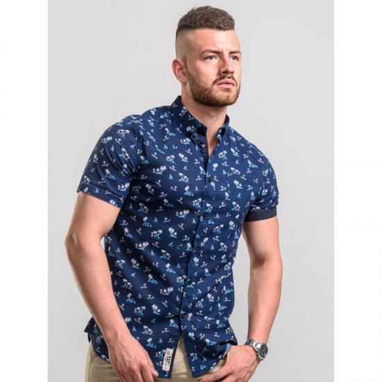 D555 Davian Hawaii Shirt Navy - Camicie - Camicie Taglie Forti Uomo