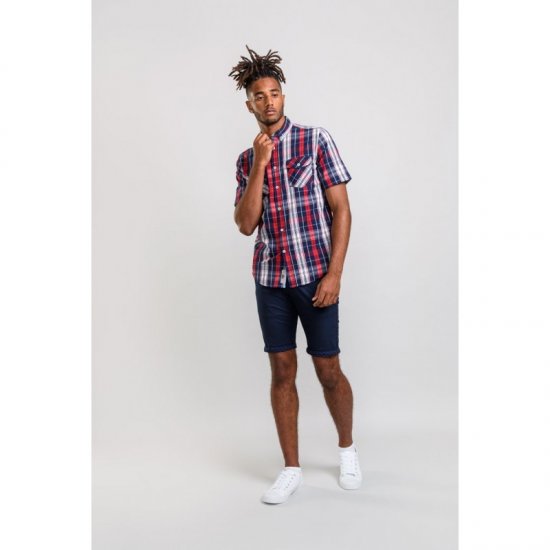 D555 Terell Shirt Navy/Red - Camicie - Camicie Taglie Forti Uomo