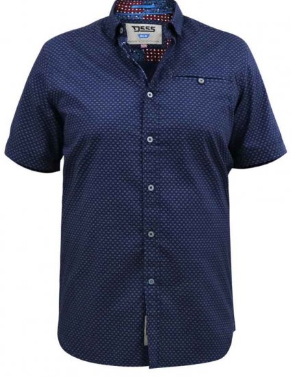 D555 Telford S/S Micro Ao Print Shirt Navy - Camicie - Camicie Taglie Forti Uomo