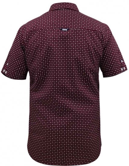 D555 Hillcrest S/S Micro Ao Print Shirt Burgundy - Camicie - Camicie Taglie Forti Uomo