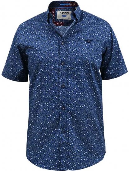 D555 Tristain S/S Floral Ao Print Shirt Navy - Camicie - Camicie Taglie Forti Uomo