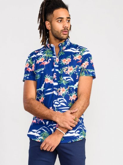 D555 Durham Flamingo Hawaiian Ao Print Shirt - Camicie - Camicie Taglie Forti Uomo