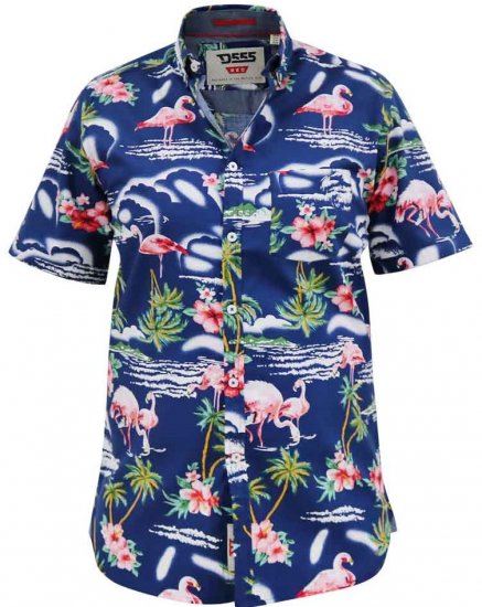D555 Durham Flamingo Hawaiian Ao Print Shirt - Camicie - Camicie Taglie Forti Uomo