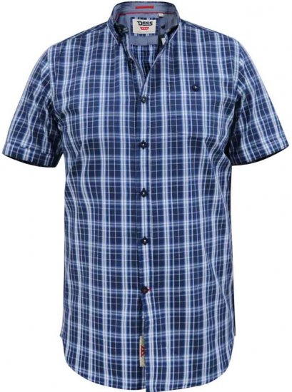 D555 Walcot Check Button Down Collar S/S Shirt Navy - Camicie - Camicie Taglie Forti Uomo