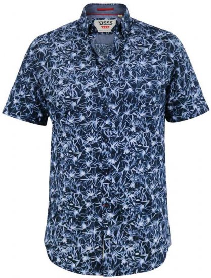 D555 Padbury Floral Ao Printed S/S Shirt Navy - Camicie - Camicie Taglie Forti Uomo
