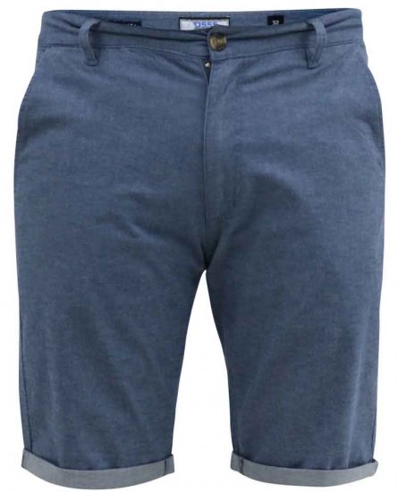 D555 Alderton Stretch Chambray Shorts Navy - Shorts - Pantaloncini Uomo Taglie Forti