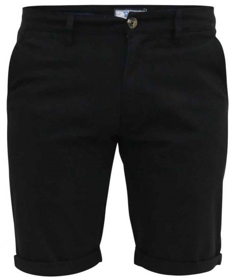 D555 Nelson Stretch Chino Shorts Black - Shorts - Pantaloncini Uomo Taglie Forti