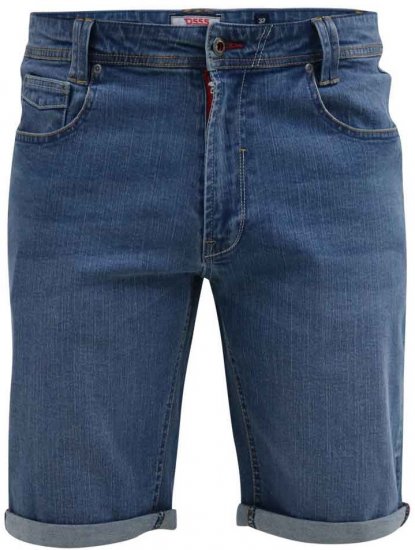 D555 Suffolk Blue Stretch Denim Shorts - Shorts - Pantaloncini Uomo Taglie Forti
