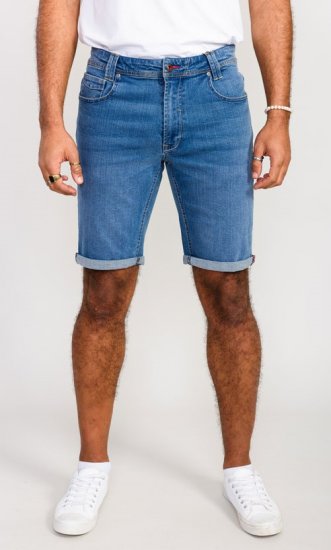 D555 Suffolk Blue Stretch Denim Shorts - Shorts - Pantaloncini Uomo Taglie Forti