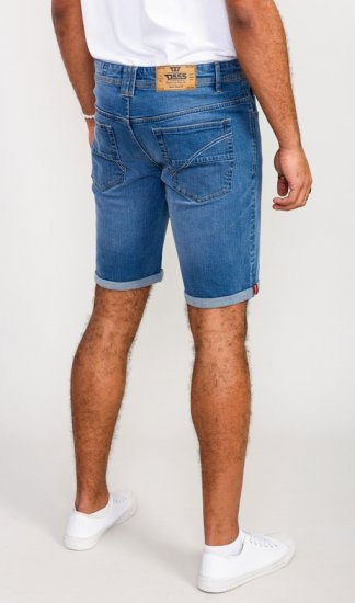 D555 Suffolk Blue Stretch Denim Shorts - Shorts - Pantaloncini Uomo Taglie Forti