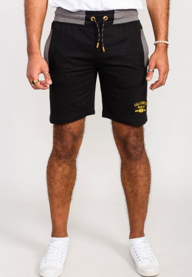 D555 Sutton Elasticated Waist Shorts With Embroidery Black - Pantaloni & pantaloncini tuta - Pantaloni Tuta Uomo Taglie Forti