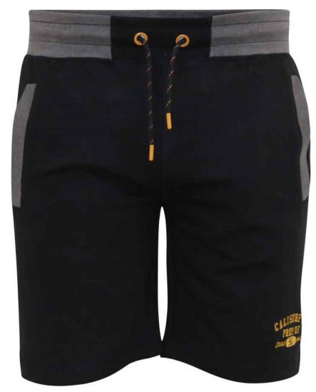 D555 Sutton Elasticated Waist Shorts With Embroidery Black - Pantaloni & pantaloncini tuta - Pantaloni Tuta Uomo Taglie Forti