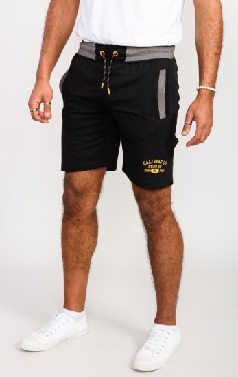 D555 Sutton Elasticated Waist Shorts With Embroidery Black - Pantaloni & pantaloncini tuta - Pantaloni Tuta Uomo Taglie Forti