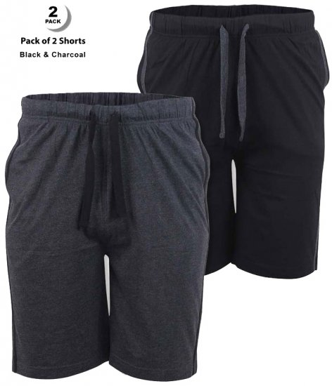 D555 Ryan Jersey Shorts 2-pack Black/Charcoal - Pantaloni & pantaloncini tuta - Pantaloni Tuta Uomo Taglie Forti