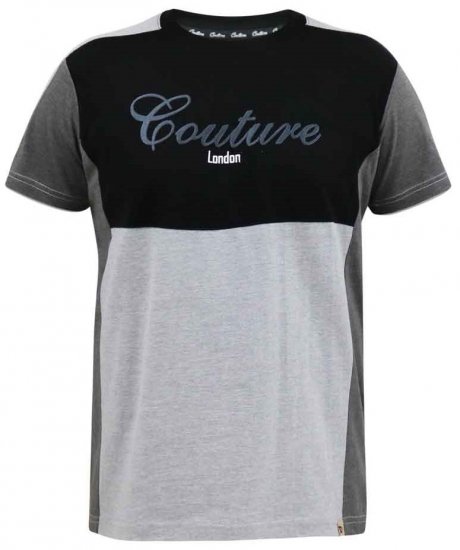 D555 Felix Couture Crew Neck Cut And Sew T-Shirt Black/Charcoal - Magliette - Magliette Uomo Taglie Forti