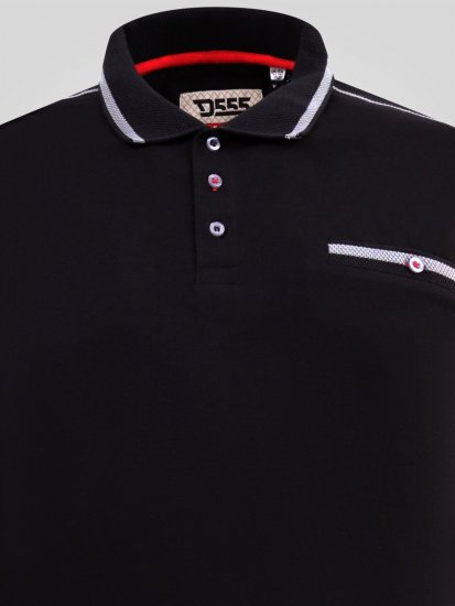 D555 Potts Jersey Polo With Jacquard Collar & Cuffs Nero - Polo - Polo Uomo Taglie Forti