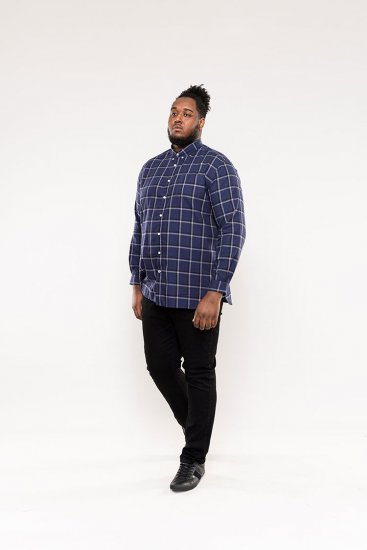 D555 Townsville Check Button Down Collar Shirt Navy - Camicie - Camicie Taglie Forti Uomo