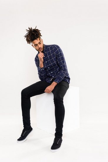 D555 Townsville Check Button Down Collar Shirt Navy - Camicie - Camicie Taglie Forti Uomo