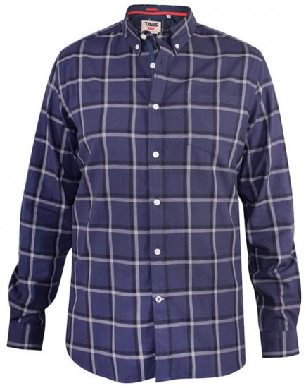D555 Townsville Check Button Down Collar Shirt Navy - Camicie - Camicie Taglie Forti Uomo