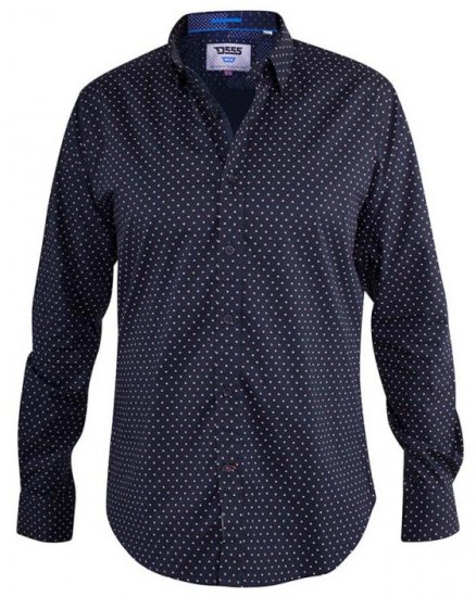 D555 Adelaide Long Sleeve Printed Shirt Navy - Camicie - Camicie Taglie Forti Uomo