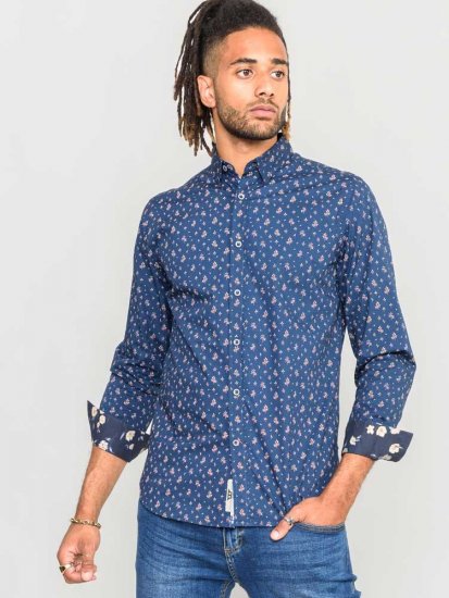 D555 Edmund AOP Shirt Navy - Camicie - Camicie Taglie Forti Uomo